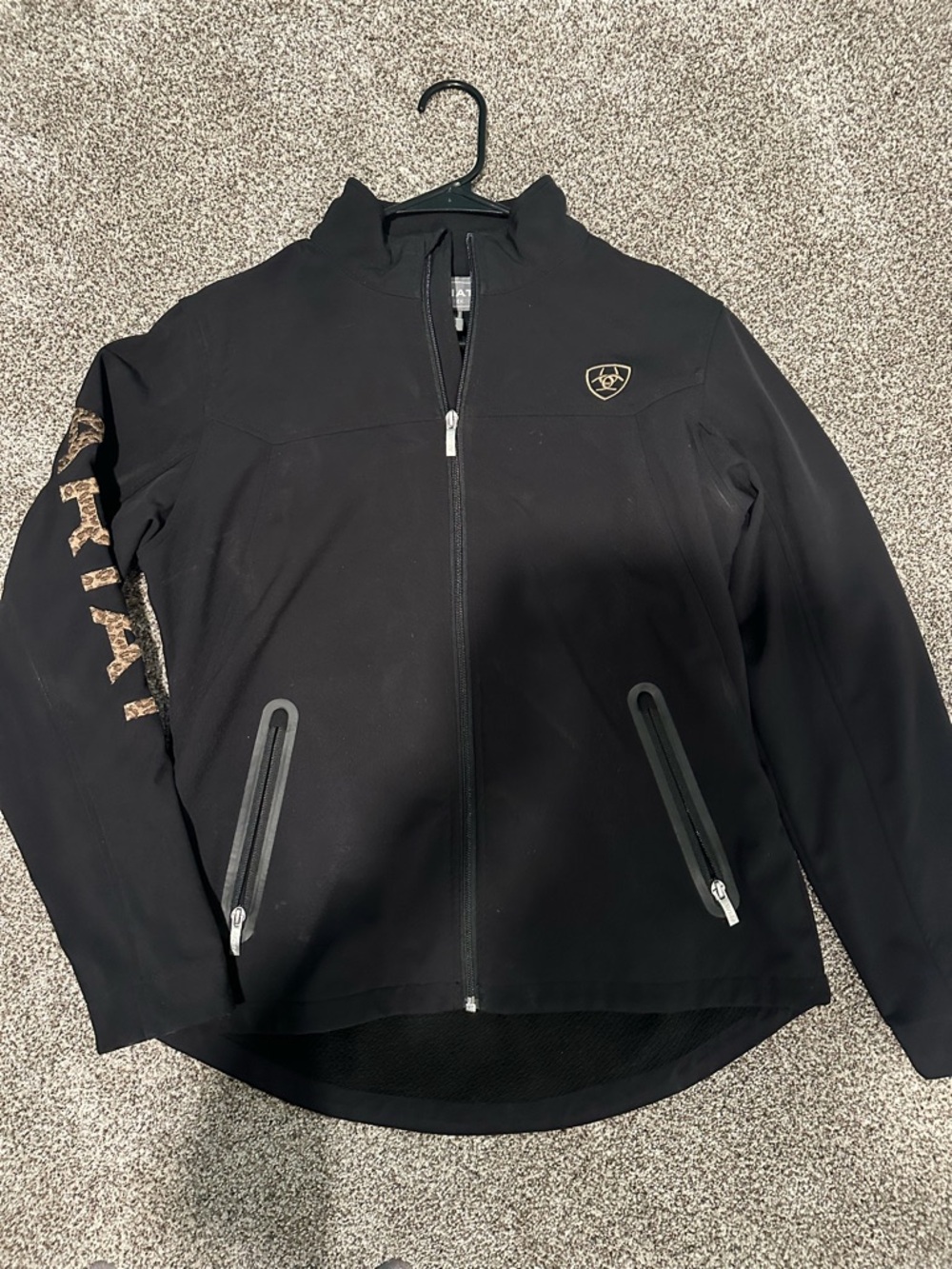 Ariat Black Softshell Jacket with Gold Shield Emblem